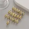 Wholesale Unisex U Shape Open Ring In Copper With Zircon Inlay, Waterproof Non Tarnish Electroplated Gold Plating