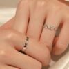 oly-471ae14f435e6dbfd27a345ae1fdb60d Wholesale Square sugar romantic encounter couple ring sterling silver pair of light luxury niche men and women ring wedding ring Valentine's Day gift