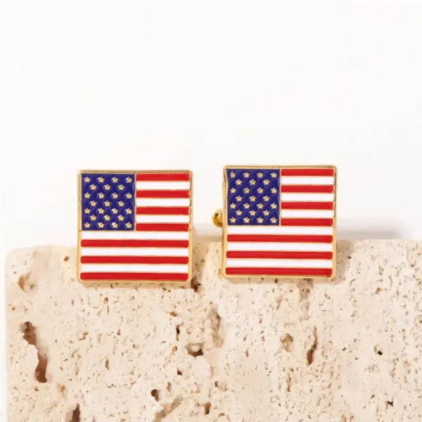 Wholesale American Flag Men's Zinc Alloy Cufflinks In French Style With Stamping Craft