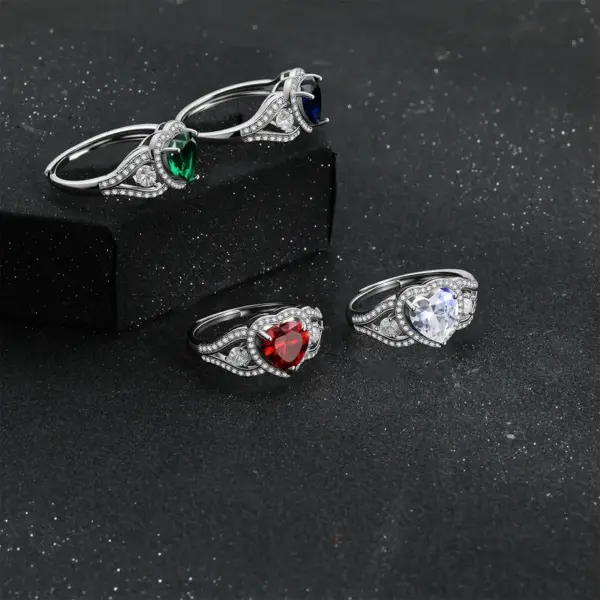 Wholesale Luxurious Heart Shape Ring For Unisex Featuring Copper Material And Zircon Inlay