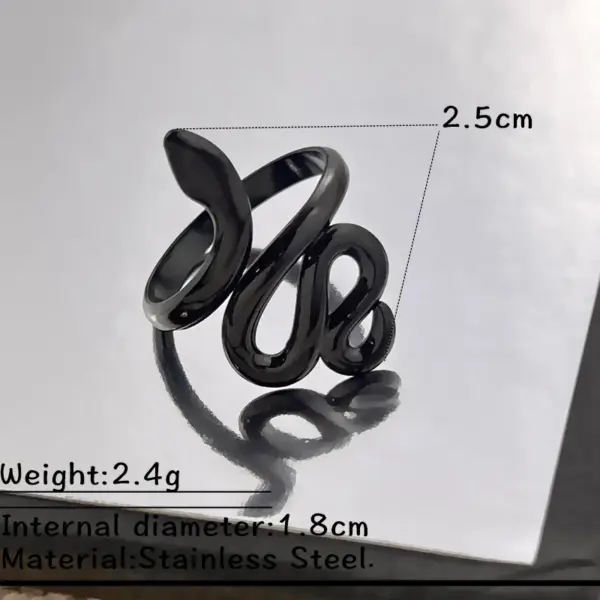 Wholesale Stainless Steel Snake Skin Style Ring Black Bat Lip Design Halloween New Arrival Non-Fading Couple Unisex Adjustable Open Ring