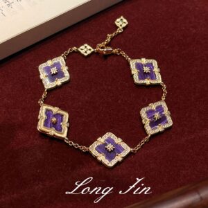 Sl096 champagne gold amethyst five flower bracelet