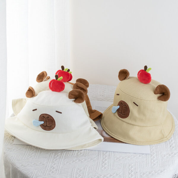 Wholesale Kapibala Apple Fisherman Hat Girls Casual Cartoon Cute Sun Protection Sun Hat Basin Hat Trendy