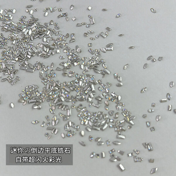 Wholesale Flat-bottomed zircon nail jewelry flash mini transparent white mixed shaped inverted side pile drill nail jewelry