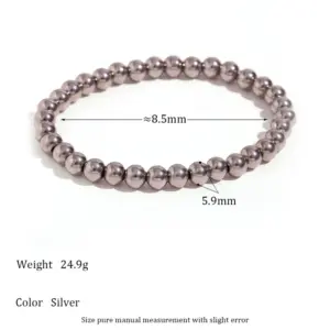 Elastic Bead Bracelet-Silver-6mm