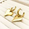 Wholesale Heart Shape Earrings For Women In Maillard Style Featuring Asymmetrical Design Made Of 304 Stainless Steel With 18K Real Gold Plating