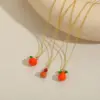 Wholesale New Fashion Sweet Cute Retro Fruit Cake Shape Exquisite Vacation Style Simple Copper Pendant Necklace Collarbone Chain For Women