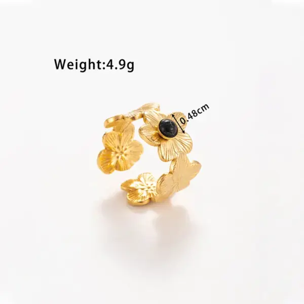 Wholesale Jewelry IG Style Retro French Style Flower 304 Stainless Steel Open Rings