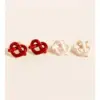 Wholesale 1 Pair Elegant Simple Style Commute Geometric Heart Shape Lines Enamel Inlay Brass Enamel 24K Gold Plated Ear Studs