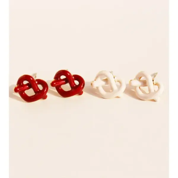 Wholesale 1 Pair Elegant Simple Style Commute Geometric Heart Shape Lines Enamel Inlay Brass Enamel 24K Gold Plated Ear Studs