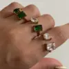 Wholesale 18K Real Gold Plated 304 Stainless Steel PVD Coated Zircon Square Plating Inlay Open Ring