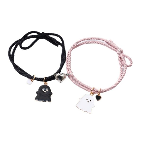 oly-4777ba12d5ba0cadca565d21a4da375a Wholesale Black and White Ghost Bracelet Couple Bracelet Pair for Boyfriend Small Leather Case Heart Magnet Attraction Bracelet Headband for Women