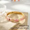 Wholesale Electroplated Flowers Bangle For Women In 304 Stainless Steel With 18K Real Gold Water Plating And Rhinestone Inlay