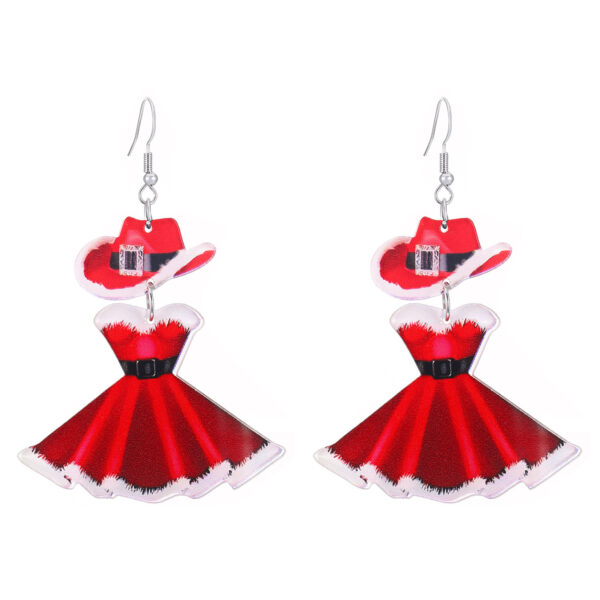 oly-47a23f271f7fa37b24d9f801b7629d6e Wholesale Christmas Carnival Party Acrylic Earrings Fashion Red Dress Hat Niche Earrings Christmas Earrings Women