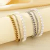 Wholesale 18K Gold Plated Fashion 304 Stainless Steel Layered Zircon Chain Shell Bead Bracelet For Women Unisex Style OT Clasp Jewelry