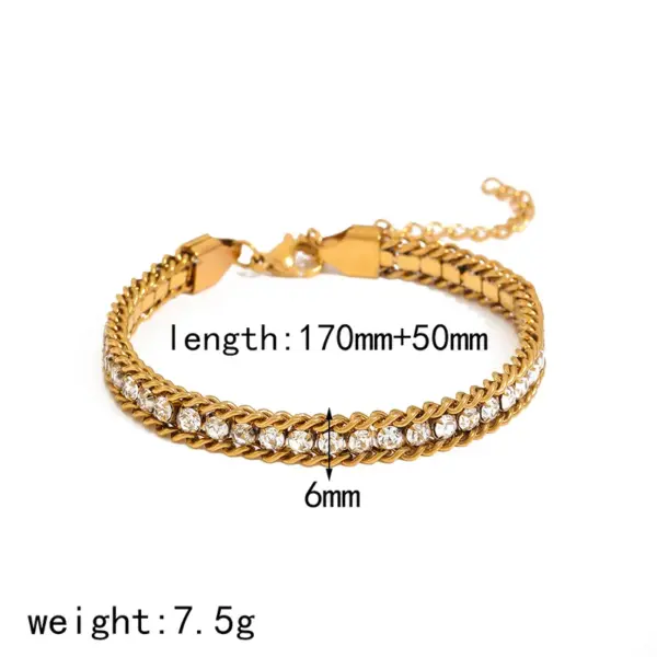 Wholesale Niche High-end Jewelry 18K Gold Plated 304 Stainless Steel Vacuum Electroplated Rhinestone Geometric Heart Zircon Waterproof Non-fading Bracelet For Women