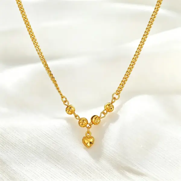 Wholesale Solid Color Pendant Necklace For Women In Copper With 18K Real Gold Plated Finish Featuring Cuban Link Chain Curb Chain In IG Style