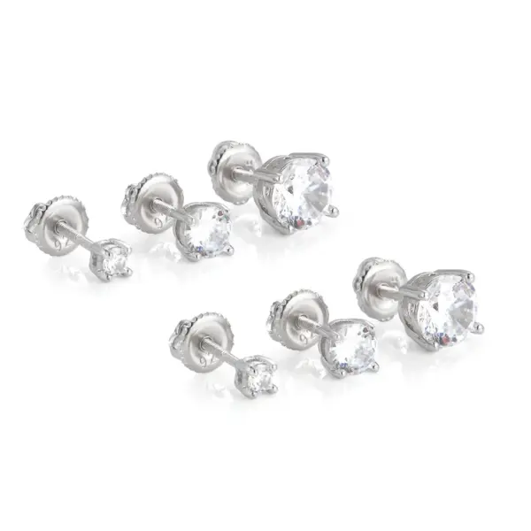 Wholesale 925 Sterling Silver Hoop Earrings Unisex Simple Modern Hip-Hop Style Full Zircon Earrings Men Women Fashion Jewelry