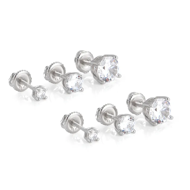 Wholesale 925 Sterling Silver Hoop Earrings Unisex Simple Modern Hip-Hop Style Full Zircon Earrings Men Women Fashion Jewelry
