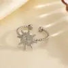 Wholesale Ion Plating (IP) 18K Gold Plated Sun 304 Stainless Steel Simple Style Waterproof Non Tarnish Open Rings