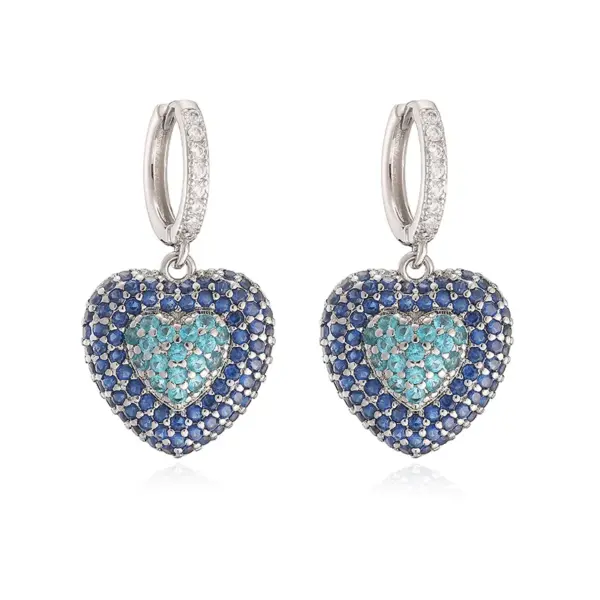 Wholesale Heart Shape Jewelry Set For Women With Zircon Inlay, 18K Real Gold Plated Copper, Water Plating And Twisted Rope Chain