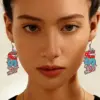 oly-47ff4310cfecd619de3d4a340d6c093c Wholesale Retro Multicolor Acrylic Drop Earrings For Women With 304 Stainless Steel Ear Pins