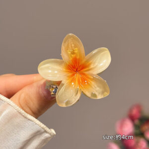22#Small plumeria clip-orange 4cm