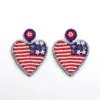 Wholesale Handmade Heart Shape Seed Bead Earrings With Rhinestones For Women, Drop Earrings Perfect For Independence Day