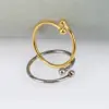 Wholesale 304 Stainless Steel Solid Color Ion Plating (IP) 18K Real Gold Plated Simple Style Classic Style Waterproof Non Tarnish Inlay Gold Open Rings