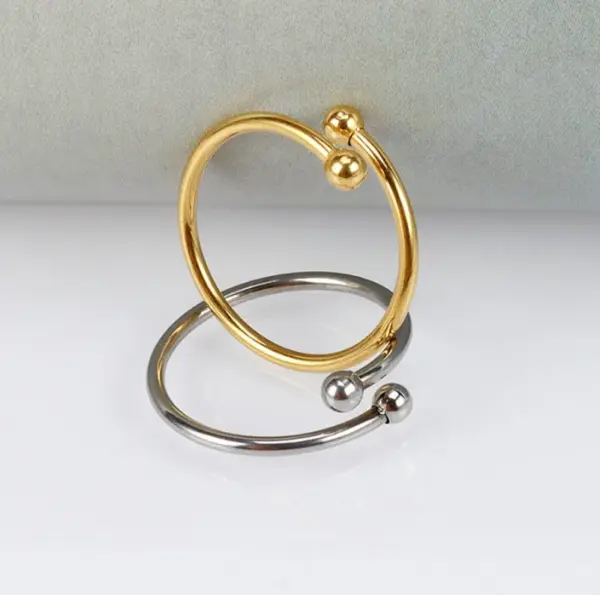 Wholesale 304 Stainless Steel Solid Color Ion Plating (IP) 18K Real Gold Plated Simple Style Classic Style Waterproof Non Tarnish Inlay Gold Open Rings