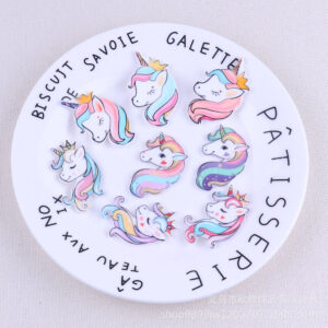 Wholesale Cartoon Unicorn Acrylic Girl Heart Bag Pin Accessories Pendant Creative Mobile Phone Patch DIY Patch