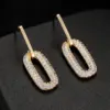 Wholesale Geometric Earrings For Women In 14K Real Gold Plated Copper Featuring Zircon Inlay