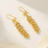 Wholesale Women’s Electroplated Grain Drop Earrings In 14K Real Gold Plated Copper With Zircon Inlay And UV Plating