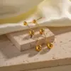 Wholesale 304 Stainless Steel Ball PVD Coated 18K Gold Plated Elegant Plating Gold Drop Earrings