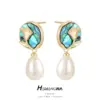 Wholesale Rose Stud Earrings For Women With 925 Sterling Silver Posts, Electroplated Copper And Shell Inlay