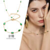 oly-483ca340bc164d616a360bd42ca811f3 Wholesale Cubic Sugar French Emerald Zircon Necklace Bracelet Jewelry suit Niche Temperament Exquisite Temperament Ladies Accessories
