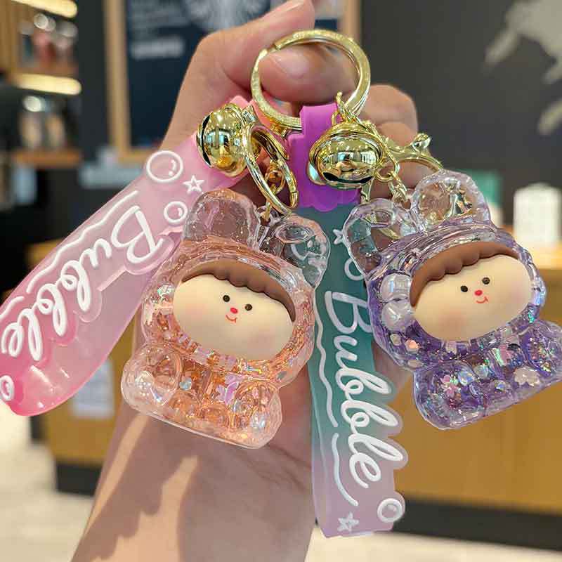 Wholesale Internet Celebrant Oil-in Acrylic Lilith Quicksand Key Chain Cute Flash Doll Pendant Gift Quicksand Key Chain