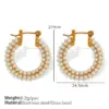 Wholesale PVD Coated Real Gold Plated 18K Gold Round 304 Stainless Steel Retro Waterproof Non Tarnish Earrings