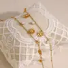 Wholesale PVD Coated 18K Gold Real Gold Plated Daisy 304 Stainless Steel French Style Commute IG Style Waterproof Non Tarnish 304 Stainless Steel Pendant Necklace