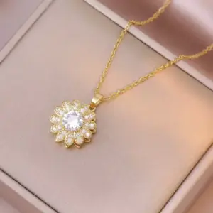 X0987 SUNFLOWER Rotating Necklace