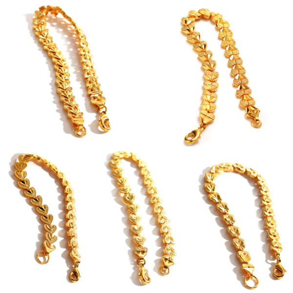 oly-487f605959b35d48e88f37e57d662e92 Wholesale southeast asia plated yellow gold watch chain women's sand gold heart-shaped bracelet