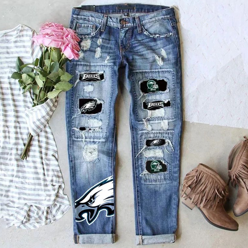 Wholesale Autumn 2022 New Amazon Cross-border European and American Casual Washed WISH Ripped Straight Street Style Jeans Women