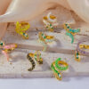 Wholesale All-match Color Oil Dripping Ins Wind Finger Ring Copper Gold Plated Diamond Three-dimensional Snake-shaped Winding Open Ring