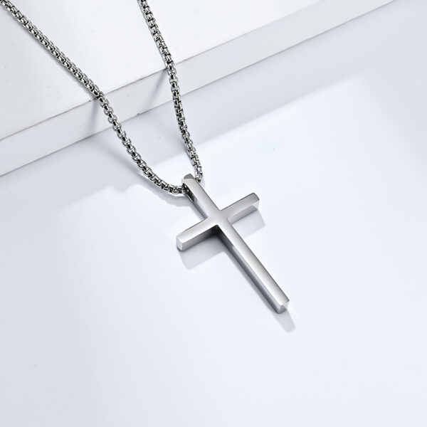 oly-48a01c8d77411db853bd2735a239125e Wholesale Ins Genderless Simple Titanium Steel Cross Necklace Glossy Niche Stylish Men and Women Wear Sweater Chain Pendant