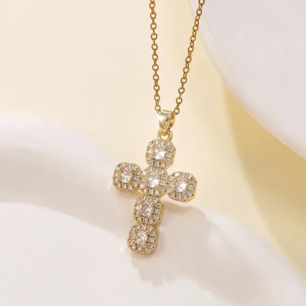 Wholesale Fashionable INS Style Simple Geometric Cross Pendant Necklace Suitable For Women's Daily Wear, Parties, Shopping, Or Dinners