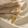 Wholesale 304 Stainless Steel Ball PVD Coated 18K Gold Plated Elegant Plating Gold Drop Earrings