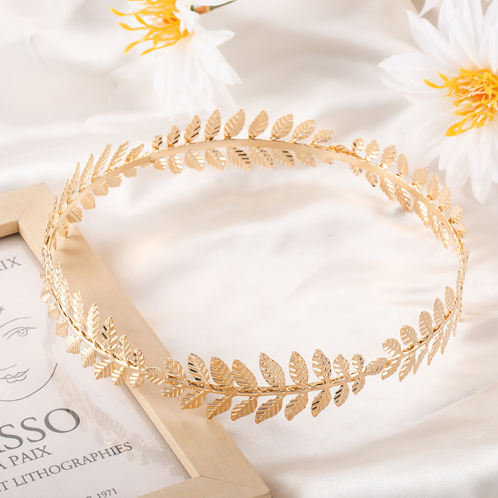 Wholesale European and American style bridal leaf headband, bridal gold leaf headpiece, hair accessory crown headband Christmas