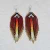 Wholesale Bohemian Long Tassel Earrings Handmade Beaded Women's Party Jewelry Geometric Shape Ethnic Style Triangle And Ring Craft
