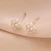 Wholesale 1 Pair Elegant Glam Flower Inlay Alloy Pearl Ear Studs