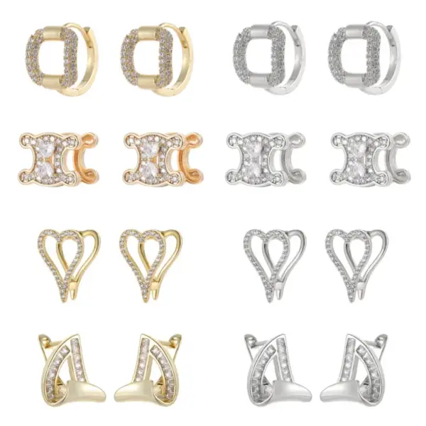 Wholesale Heart Shape Earrings For Women With Copper Ear Pins, 14K Real Gold Plated And Zircon Inlay